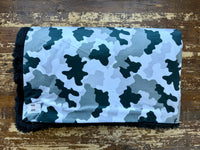 Adult Black and White Camoflage Minky Fur Blanket