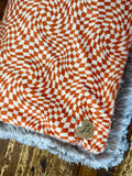 Adult Orange Checkered Minky Fur Blanket