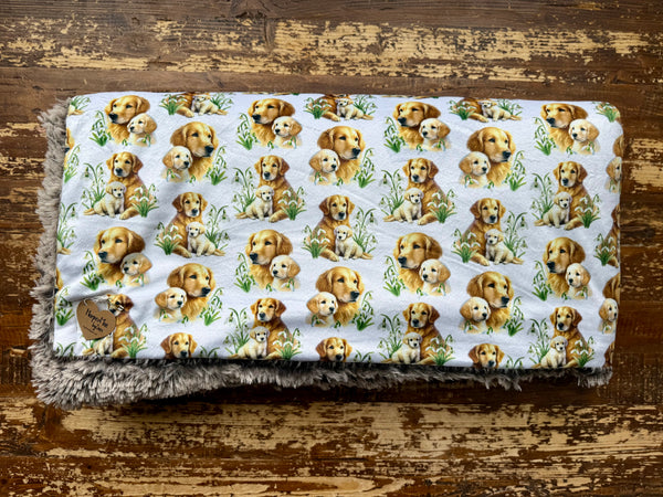 Toddler Golden Retriever Minky Fur Blanket