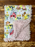 Mini Baby Farm Animals Minky Fur Blanket
