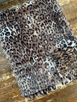 Adult Brown Leopard Minky on Minky Blanket