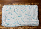Adult Teal Butterfly Minky on Minky Blanket