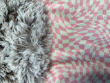 Adult Pink Checkered Minky Fur Blanket
