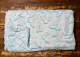Adult Teal Butterfly Minky on Minky Blanket