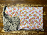 Adult Pink Bows and Iced Coffee Minky Fur Blanket