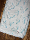 Adult Teal Butterfly Minky on Minky Blanket