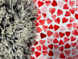 Adult Red Hearts Minky Fur Blanket
