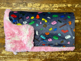 Adult Pink Legos Minky Fur Blanket