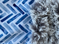 Mini Baby Blue Herringbone Minky Fur Blanket