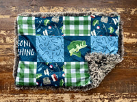 Gone Fishing Minky Fur Car seat Blanket