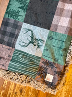 Adult Green Deer Hunting Minky Fur Blanket