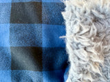 Adult Flannel Timberline Blue Plaid Fur Blanket