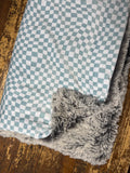 Adult Blue Checkered Minky Fur Blanket
