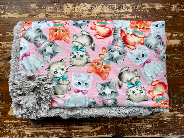 Adult Vintage Kitty Minky Fur Blanket