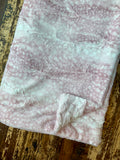 Adult Pink and White Fawn Minky on Minky Blanket