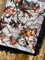 Adult White Camouflage Minky Fur Blanket