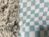 Adult Blue Checkered Minky Fur Blanket