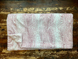 Adult Pink and White Fawn Minky on Minky Blanket
