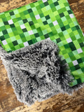 Mini Green Pixel Minky Fur Blanket