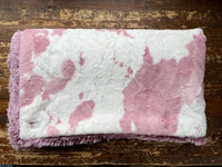 Adult Pink Cowhide Minky on Fur Blanket