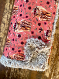 Adult Pink Highland Cow Minky Fur Blanket