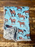 Mini Baby Horses Minky Fur Blanket