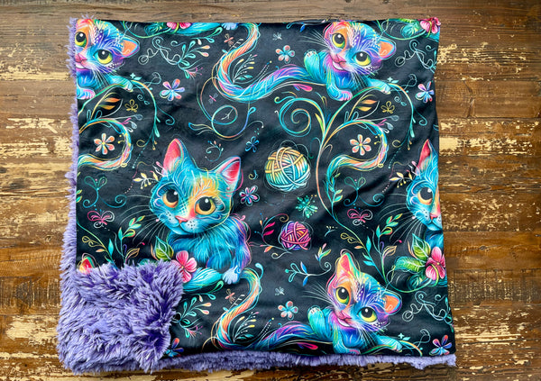 Toddler Rainbow Kitty Minky Fur Blanket