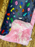 Adult Pink Legos Minky Fur Blanket