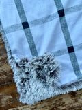 Mini Baby Black and White Plaid Minky Fur Blanket