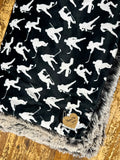 Adult Black Hockey Minky Fur Blanket