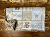Mini Baby Teddy Bear Minky Fur Blanket