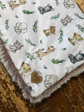 Baby Safari Animals Minky Fur Blanket