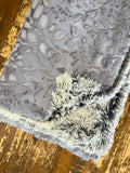 Adult Silver Minky on Fur Blanket