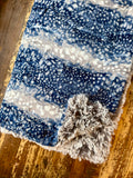 Adult Blue, Grey, and White Minky on Fur Blanket