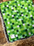 Mini Green Pixel Minky Fur Blanket