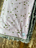 Toddler Pink night sky Minky Fur Blanket