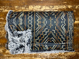 Adult Black and Gold Mudcloth Minky Fur Blanket
