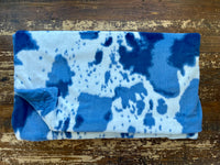 Adult Blue Cowhide Minky on Minky Blanket