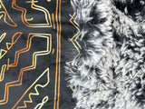 Adult Black and Gold Mudcloth Minky Fur Blanket