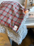 Toddler Grey and Red Plaid Flannel Fur Blanket