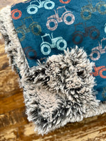 Adult Tractors Minky Fur Blanket