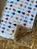 Adult Chickens Minky Fur Blanket