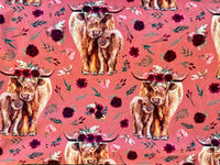 Adult Pink Highland Cow Minky Fur Blanket