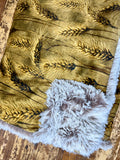 Adult Fields of Wheat Minky Fur Blanket