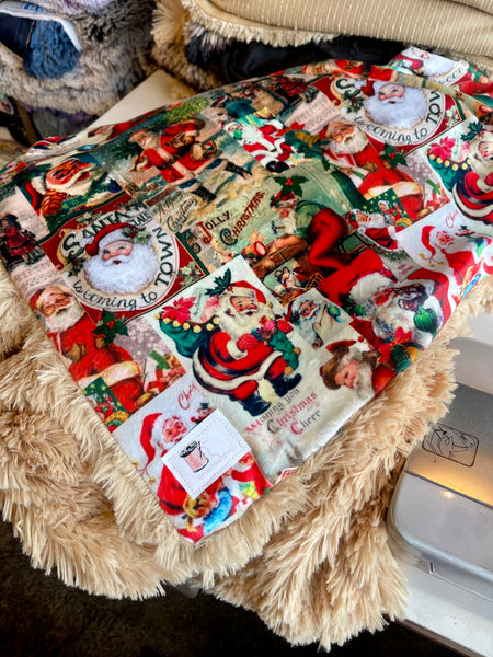 Adult Santa Christmas Minky Fur Blanket