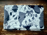 Adult Black and Silver Cowhide Minky on Minky Blanket