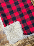 Plaid Flannel Fur Car seat Blanket