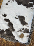 Adult Pony Cowhide Minky on Fur Blanket