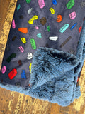 Adult Blue Legos Minky Fur Blanket