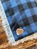 Adult Flannel Timberline Blue Plaid Fur Blanket